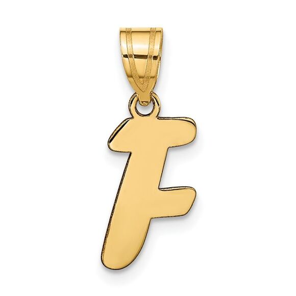 Kazi Luxury 14k Yellow Gold Polished Script Letter F Initial Pendant - Picture 1 of 4